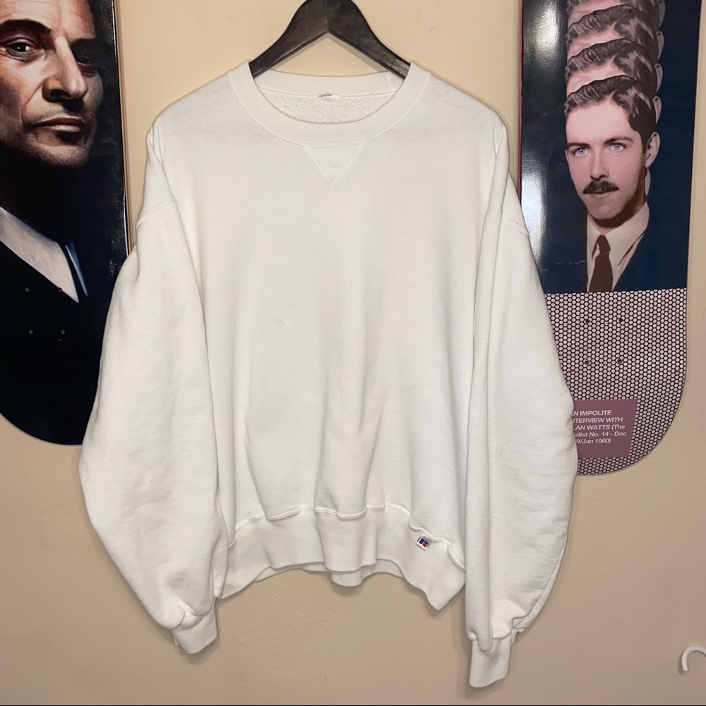 Vintage 90s RussellAthletic White Blank Sweatshirt
